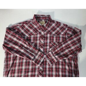Wrangler Western Shirt Plaid‎ Long Sleeve Button Up Red Black 2XL